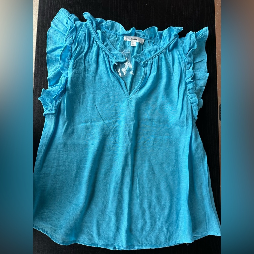 Mine Vibrant Blue Ruffled Blouse